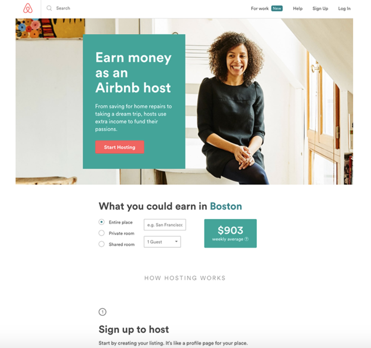 Landing Page example of Airbnb