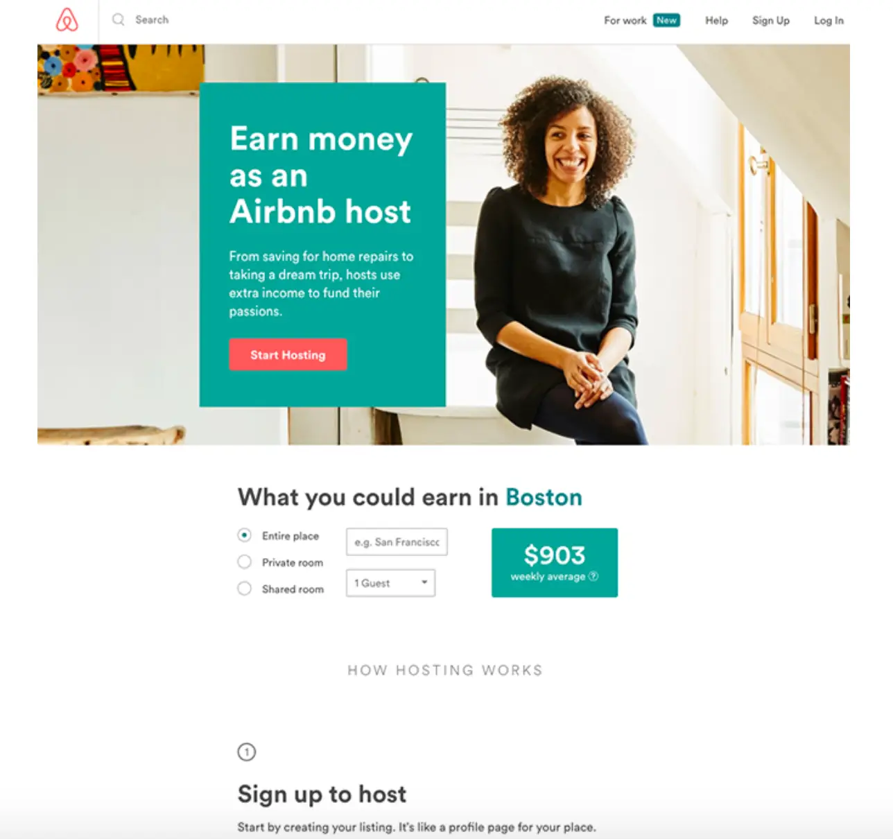 Landing Page example of Airbnb