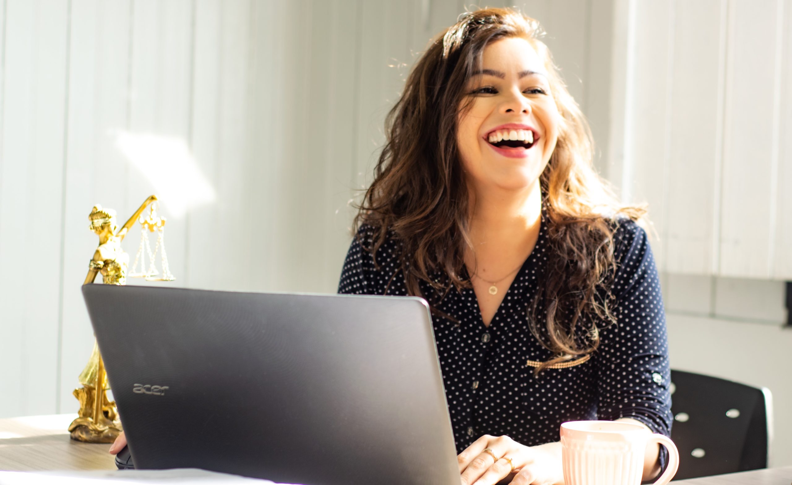 Female founder laughing