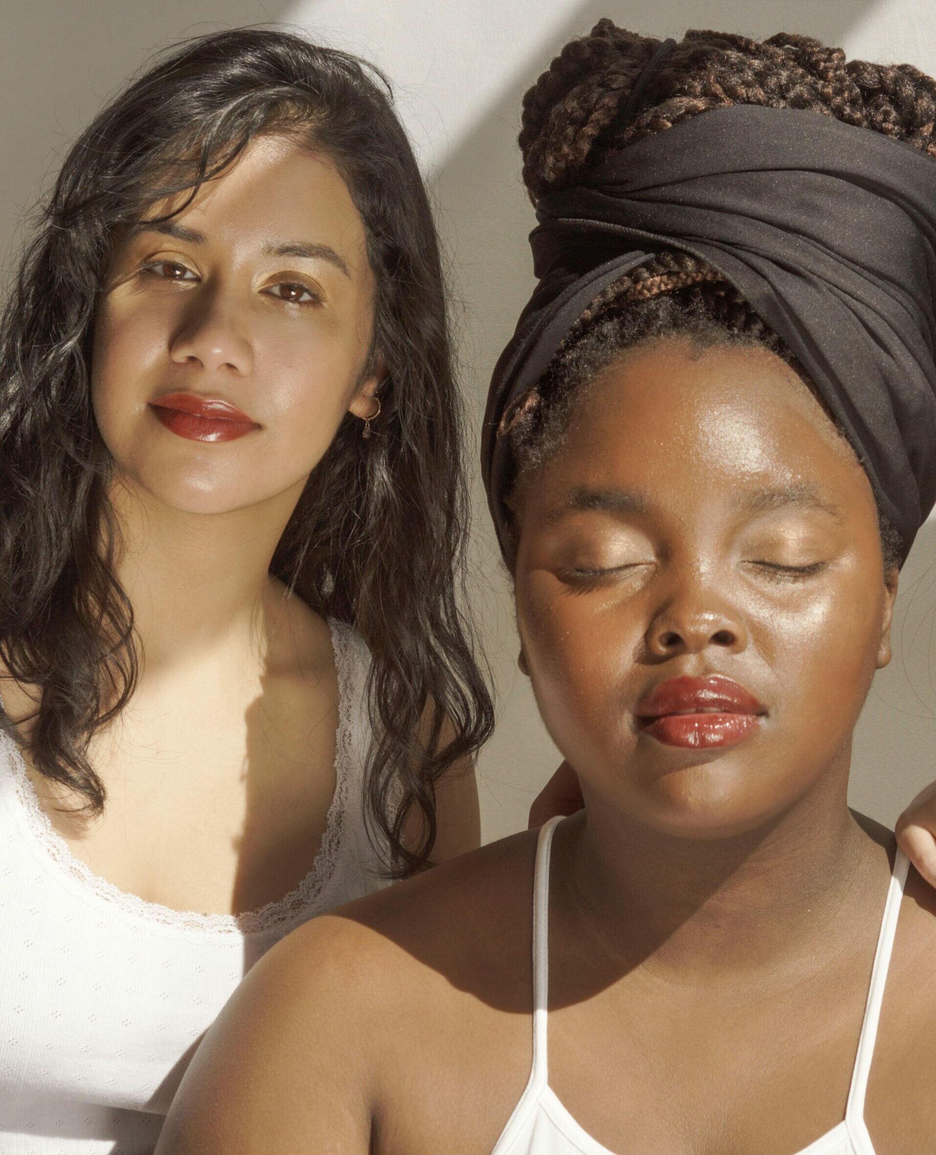 Beauty Startup models trying on products