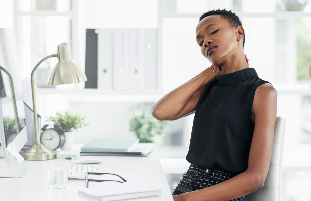 Stressed female entrepreneur does self-care